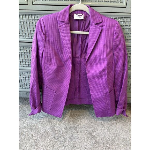 NWOT AKRIS PUNTO Magenta Purple Textured Cotton blazer, Sz 8, $1,125 B38 - Picture 2 of 10